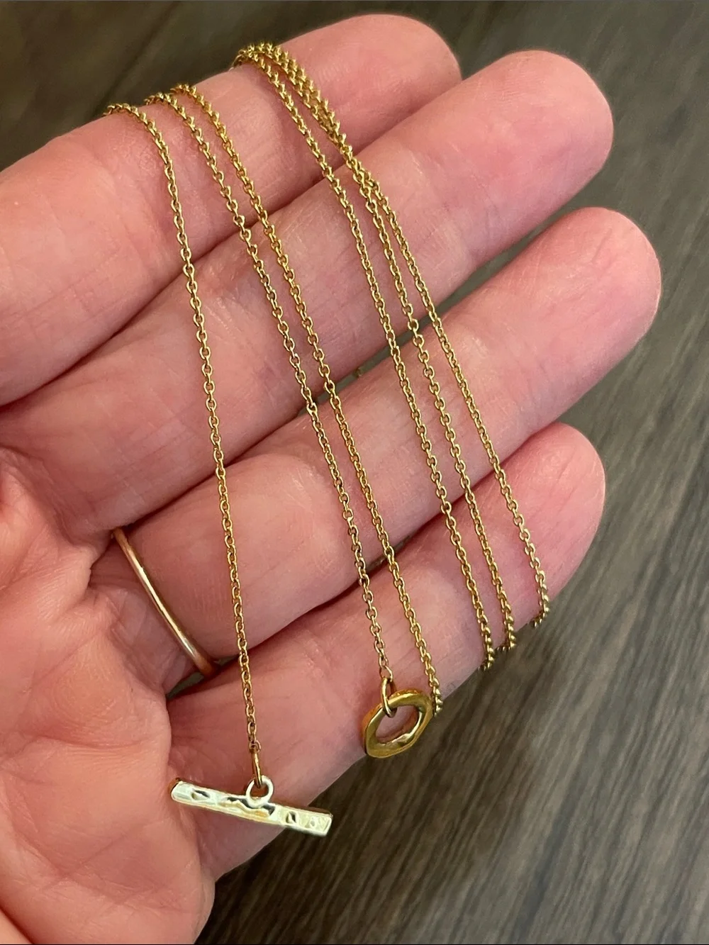 Trendy Gold-tone Long Lariat Necklace - Bar & Circle Necklace